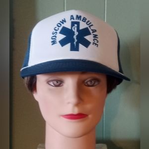vintage Moscow Idaho Ambulance Trucker Hat Cap Snap Back fire truck department